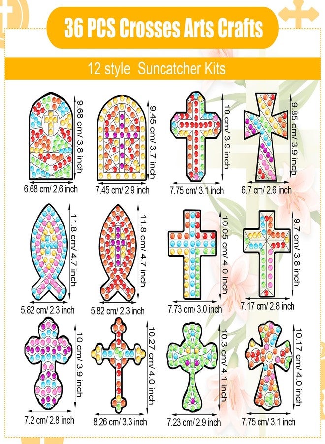WinnerWhy 36 Set Christian Crafts Religious Diamond Art DIY Cross Diamond Painting Hanging Ornaments Jesus 5d Gem Art Kits for Sunday School VBS Church Classroom Activities - Image 3